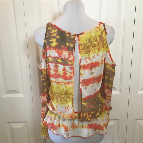 Cold Shoulder Split Open Back Blouse sz M - Picture 5 of 6